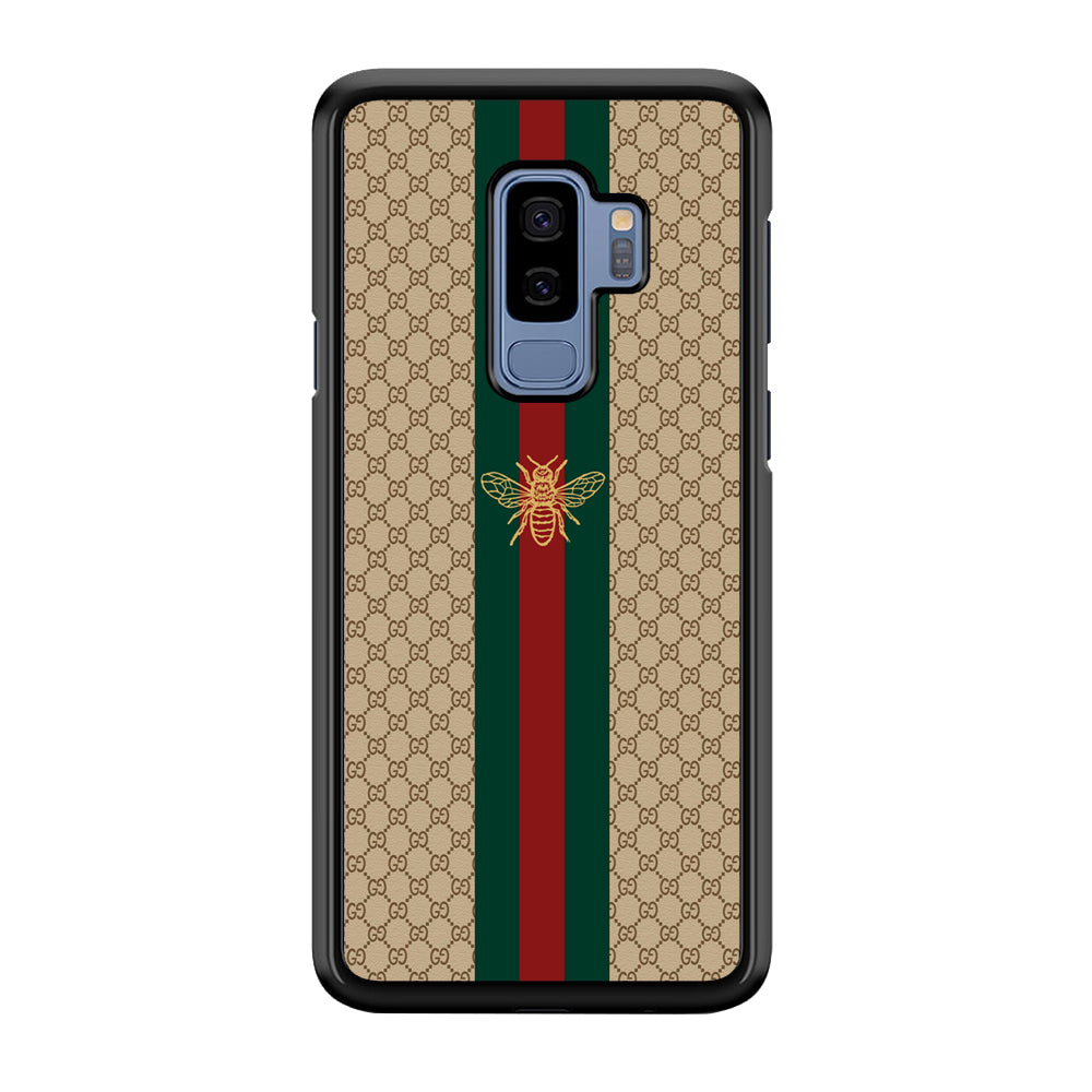Gucci Latte Wall Stripe Bee Logo Samsung Galaxy S9 Plus Case-Rubber Black (2D Case)-Oxvistore