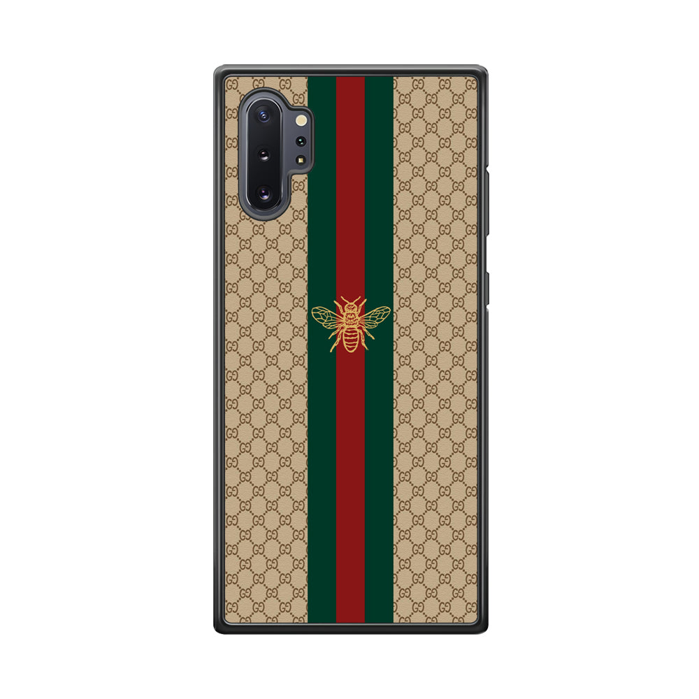 Gucci Latte Wall Stripe Bee Logo Samsung Galaxy Note 10 Plus Case-Rubber Black (2D Case)-Oxvistore