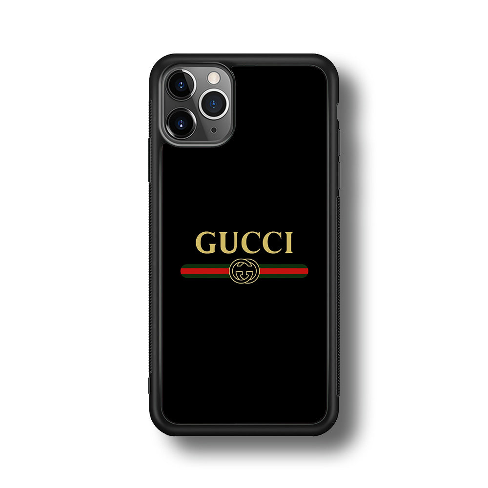 Gucci Logo Black iPhone 11 Pro Max Case-Rubber Black (2D Case)-Oxvistore