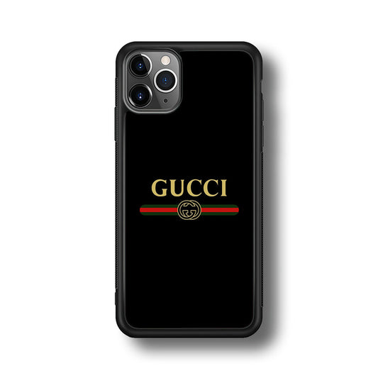 Gucci Logo Black iPhone 11 Pro Max Case-Rubber Black (2D Case)-Oxvistore