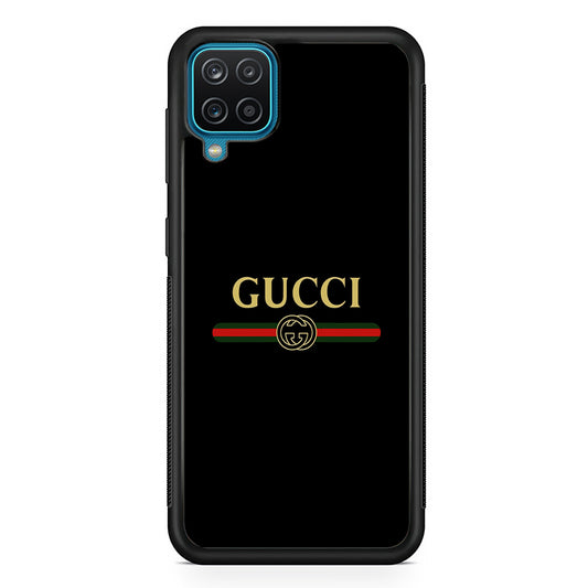 Gucci Logo Black Samsung Galaxy A12 Case-Rubber Black (2D Case)-Oxvistore