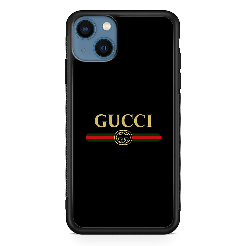 Gucci Logo Black iPhone 14 Plus Case-Rubber Black (2D Case)-Oxvistore