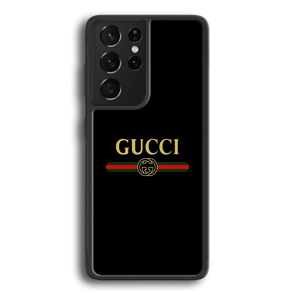 Gucci Logo Black Samsung Galaxy S21 Ultra Case-Rubber Black (2D Case)-Oxvistore