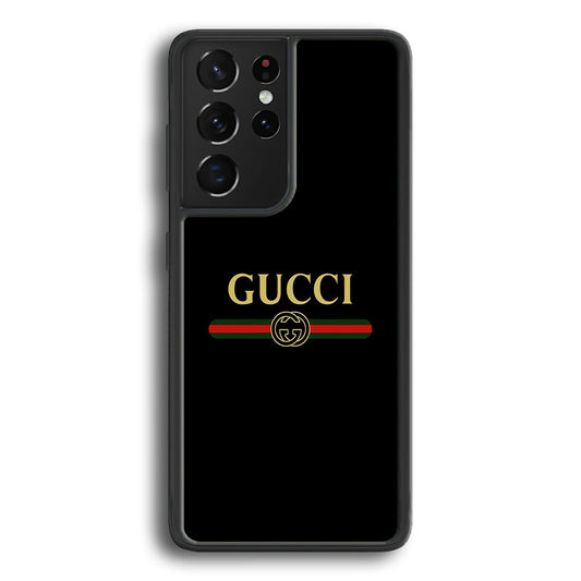 Gucci Logo Black Samsung Galaxy S24 Ultra Case-Rubber Black (2D Case)-Oxvistore