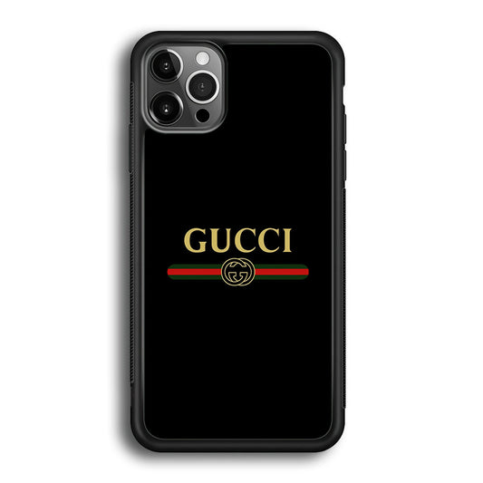 Gucci Logo Black iPhone 12 Pro Max Case-Rubber Black (2D Case)-Oxvistore