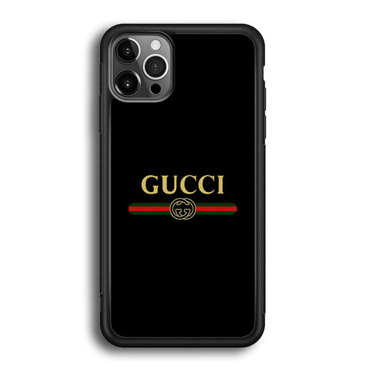Gucci Logo Black iPhone 12 Pro Case-Rubber Black (2D Case)-Oxvistore