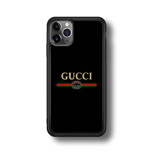 Gucci Logo Black iPhone 11 Pro Case-Rubber Black (2D Case)-Oxvistore