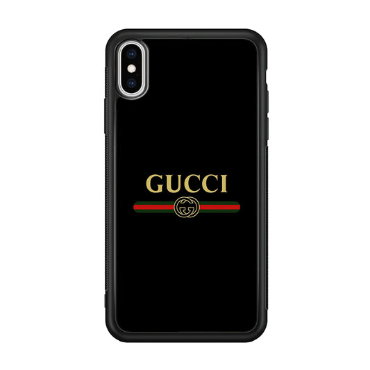 Gucci Logo Black iPhone X Case-Rubber White (2D Case)-Oxvistore