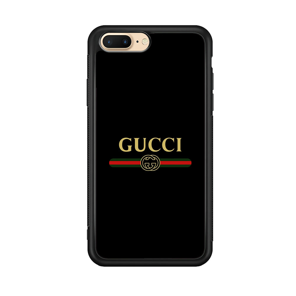 Gucci Logo Black iPhone 8 Plus Case-Rubber Black (2D Case)-Oxvistore