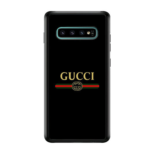 Gucci Logo Black Samsung Galaxy S10 Case-Rubber Black (2D Case)-Oxvistore