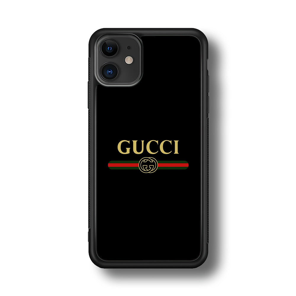 Gucci Logo Black iPhone 11 Case-Rubber Black (2D Case)-Oxvistore