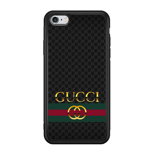 Gucci Luxury Pattern iPhone 6 | 6s Case-Rubber Black (2D Case)-Oxvistore