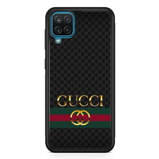 Gucci Luxury Pattern Samsung Galaxy A12 Case-Rubber White (2D Case)-Oxvistore