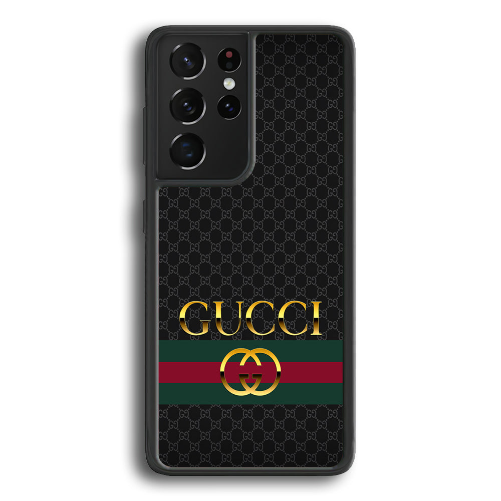 Gucci Luxury Pattern Samsung Galaxy S23 Ultra Case-Rubber White (2D Case)-Oxvistore