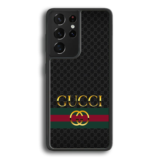 Gucci Luxury Pattern Samsung Galaxy S21 Ultra Case-Rubber White (2D Case)-Oxvistore