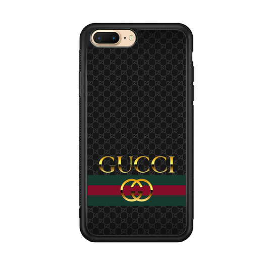 Gucci Luxury Pattern iPhone 7 Plus Case-Rubber Black (2D Case)-Oxvistore