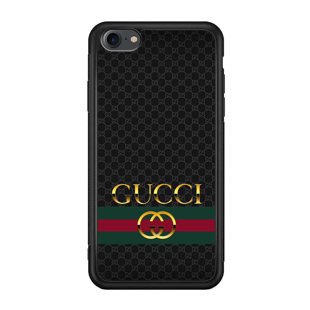 Gucci Luxury Pattern iPhone 8 Case-Rubber Black (2D Case)-Oxvistore