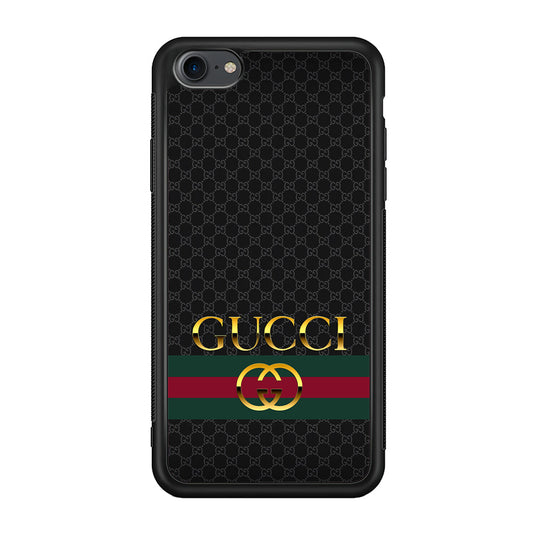 Gucci Luxury Pattern iPhone 8 Case-Rubber Black (2D Case)-Oxvistore