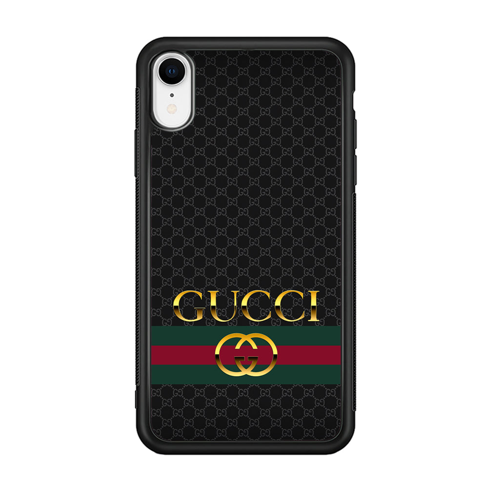 Gucci Luxury Pattern iPhone XR Case-Rubber White (2D Case)-Oxvistore