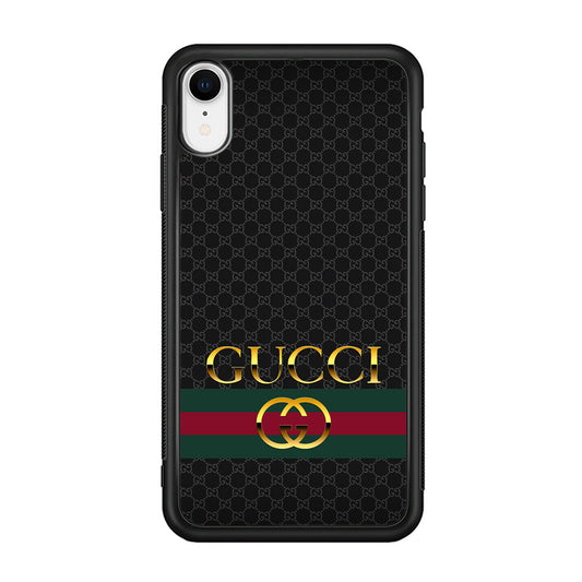 Gucci Luxury Pattern iPhone XR Case-Rubber White (2D Case)-Oxvistore