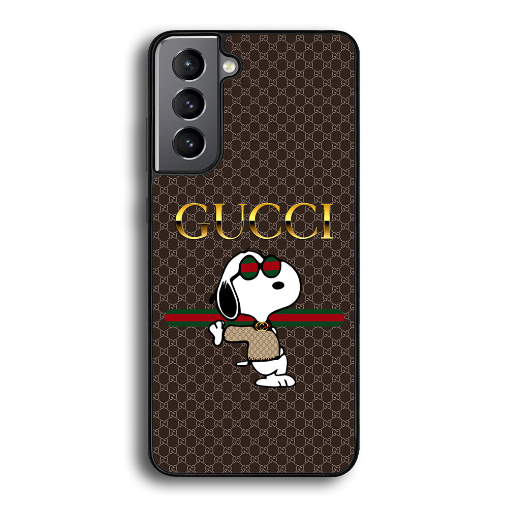 Gucci Snoopy Dope Samsung Galaxy S22 Plus Case-Rubber Black (2D Case)-Oxvistore