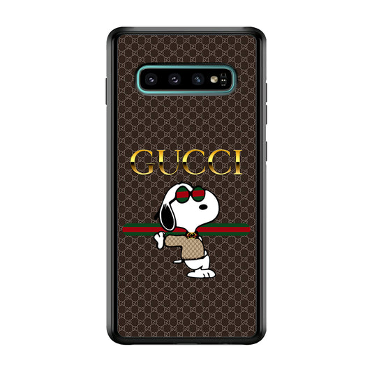 Gucci Snoopy Dope Samsung Galaxy S10 Case-Rubber Black (2D Case)-Oxvistore