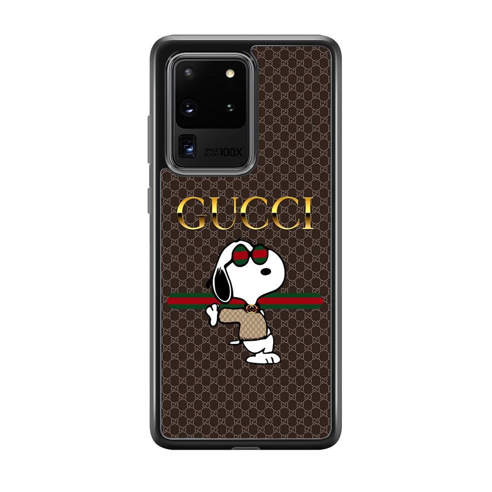 Gucci Snoopy Dope Samsung Galaxy S20 Ultra Case-Rubber Black (2D Case)-Oxvistore