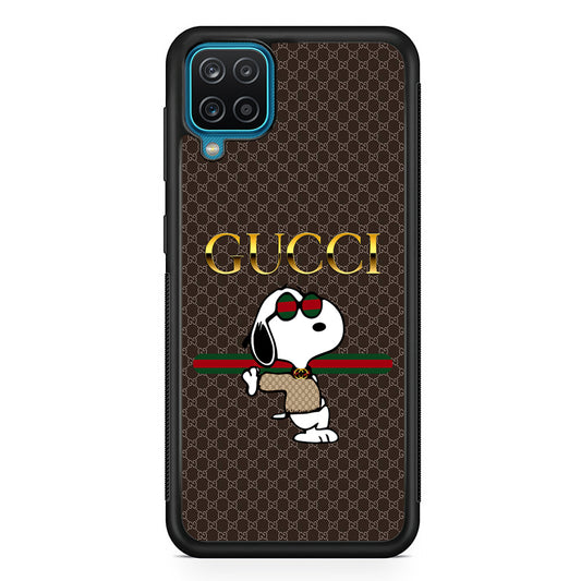 Gucci Snoopy Dope Samsung Galaxy A12 Case-Rubber Black (2D Case)-Oxvistore