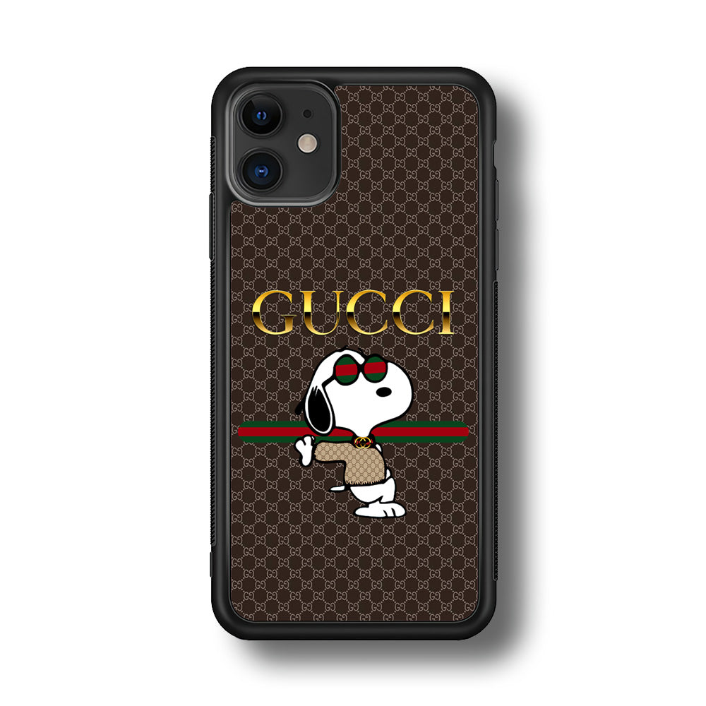 Gucci Snoopy Dope iPhone 12 Case-Rubber Black (2D Case)-Oxvistore