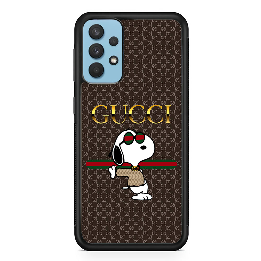 Gucci Snoopy Dope Samsung Galaxy A32 Case-Rubber Black (2D Case)-Oxvistore