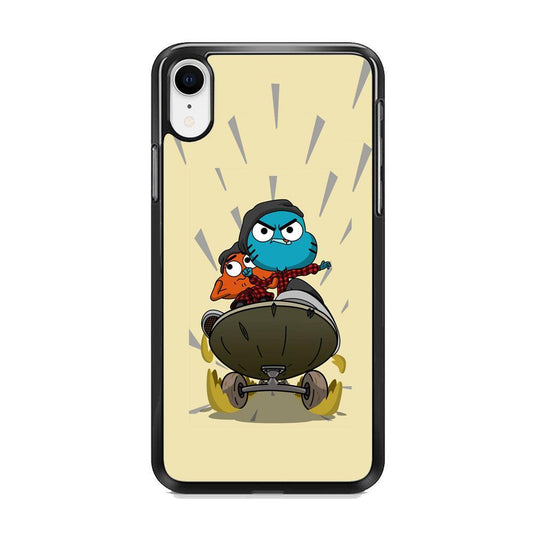 umall And Darwin Playing Skate iPhone XR Case-Rubber Black (2D Case)-Oxvistore