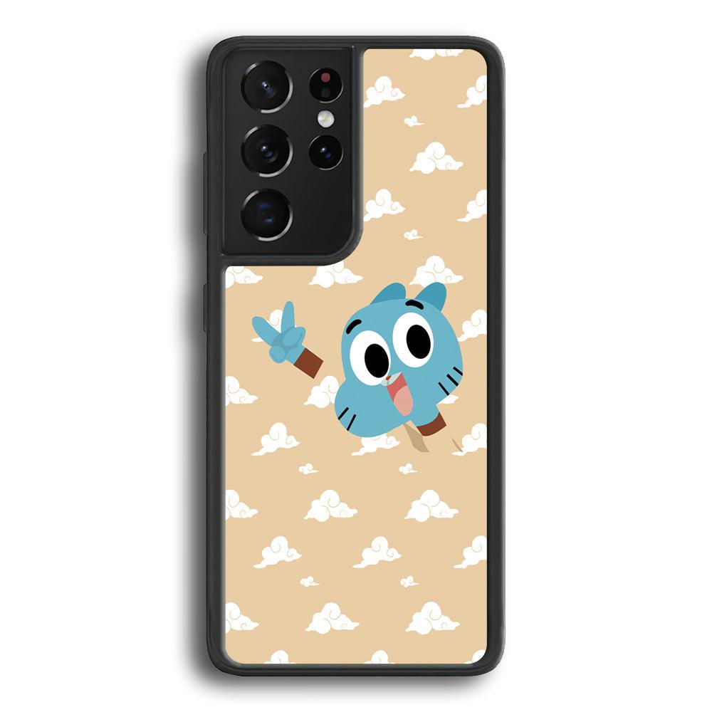 Gumball Peace Hands Samsung Galaxy S23 Ultra Case-Rubber Black (2D Case)-Oxvistore