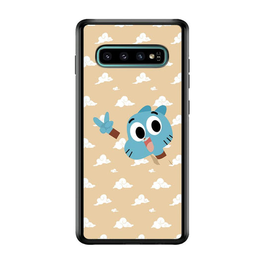Gumball Peace Hands Samsung Galaxy S10 Case-Rubber Black (2D Case)-Oxvistore