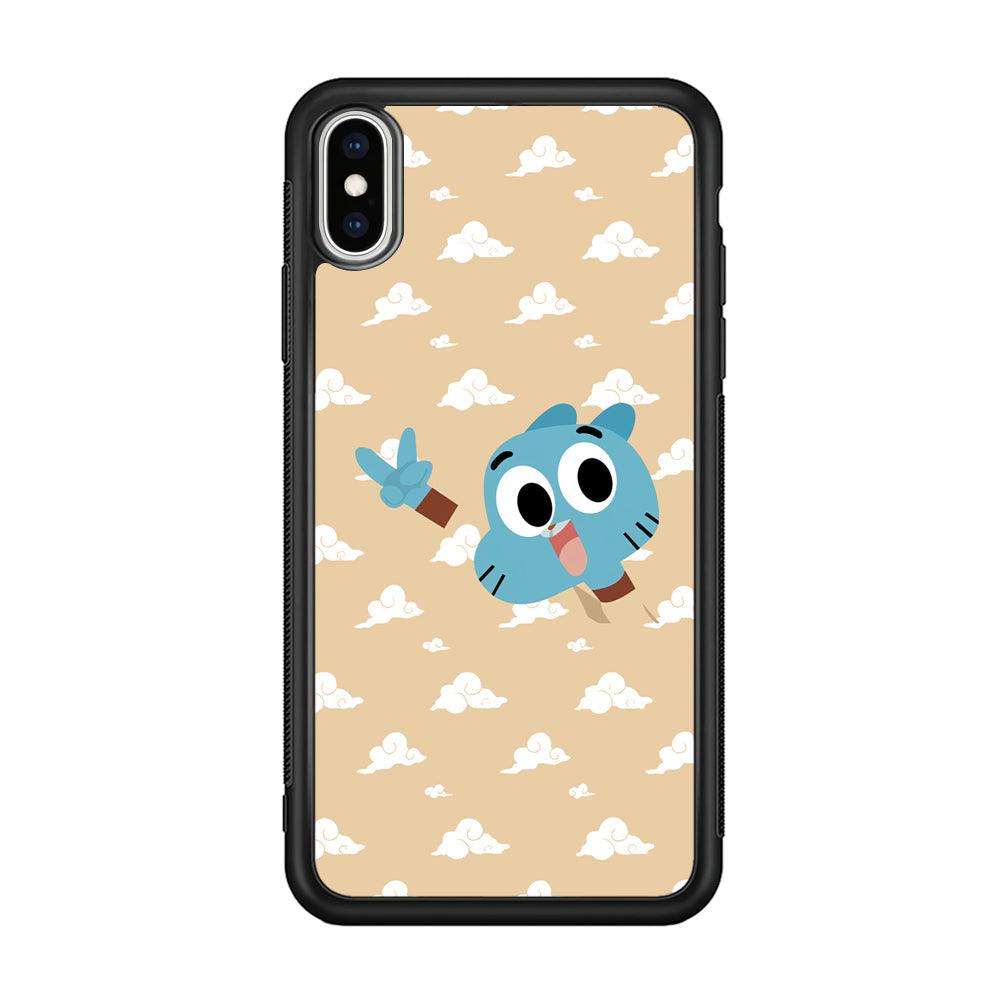 Gumball Peace Hands iPhone Xs Max Case-Rubber Black (2D Case)-Oxvistore