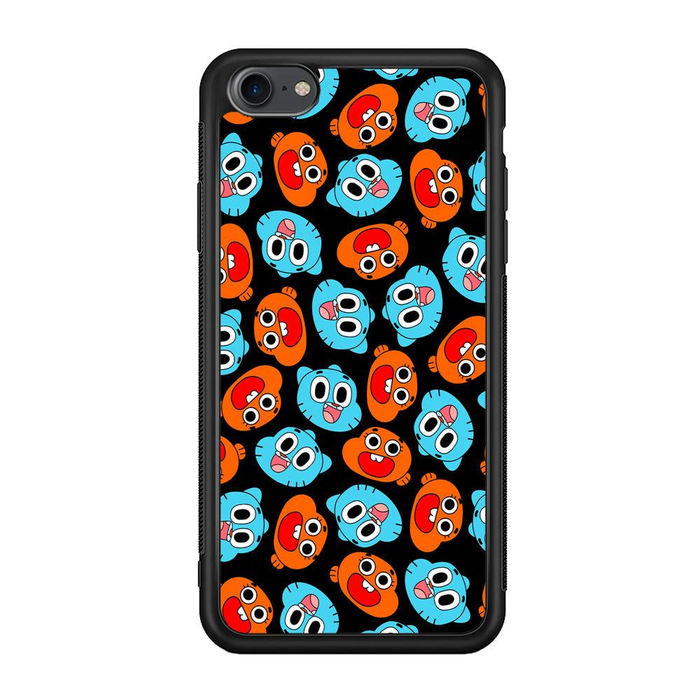 Gumball Sibling Patern of Face iPhone 7 Case-Rubber Black (2D Case)-Oxvistore