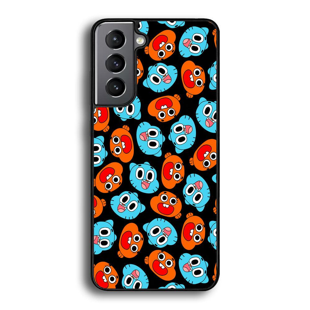 Gumball Sibling Patern of Face Samsung Galaxy S24 Case-Rubber Black (2D Case)-Oxvistore