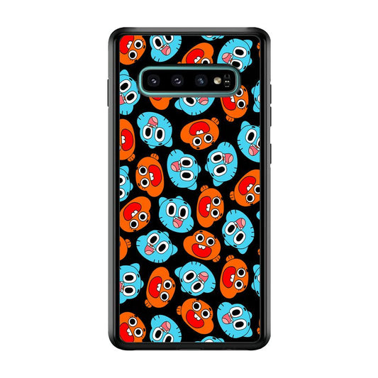Gumball Sibling Patern of Face Samsung Galaxy S10 Case-Rubber Black (2D Case)-Oxvistore
