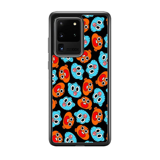 Gumball Sibling Patern of Face Samsung Galaxy S20 Ultra Case-Rubber Black (2D Case)-Oxvistore