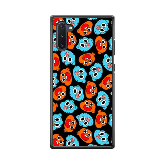 Gumball Sibling Patern of Face Samsung Galaxy Note 10 Case-Rubber Black (2D Case)-Oxvistore