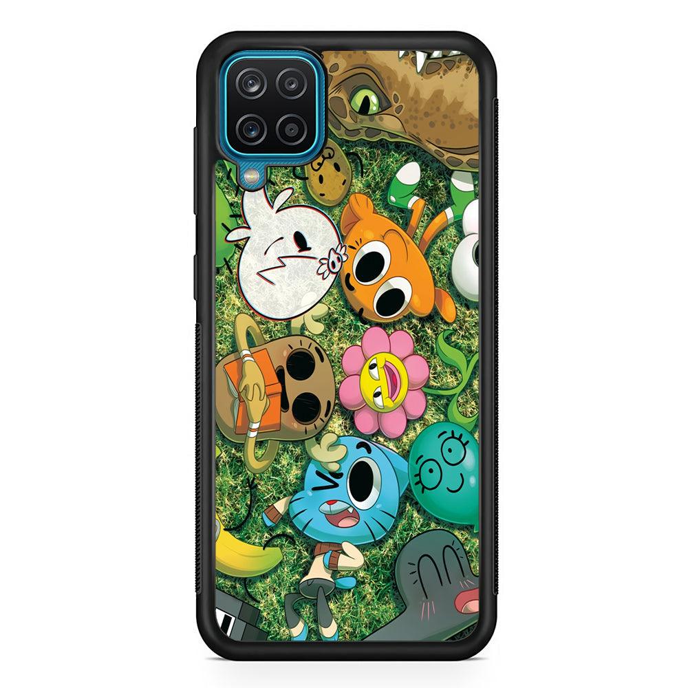 Gumball Take a Rest on Grass Samsung Galaxy A12 Case-Rubber Black (2D Case)-Oxvistore