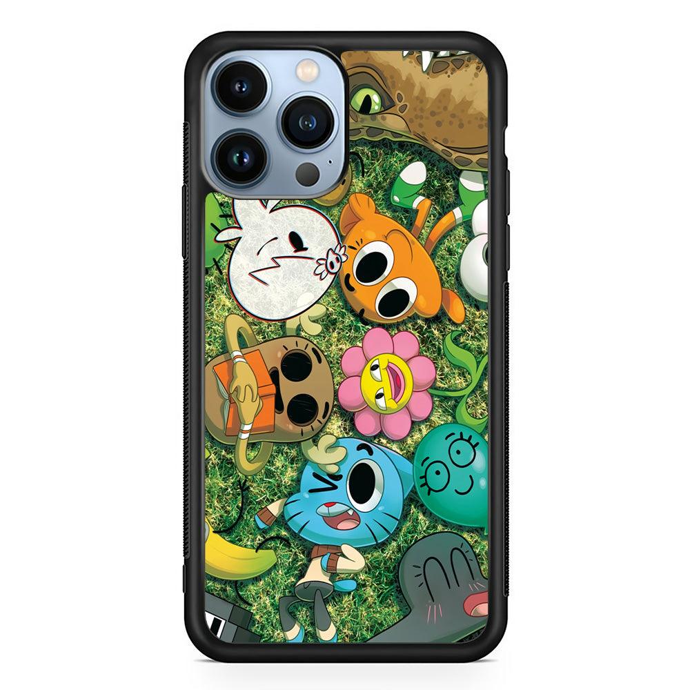 Gumball Take a Rest on Grass iPhone 15 Pro Max Case-Rubber Black (2D Case)-Oxvistore