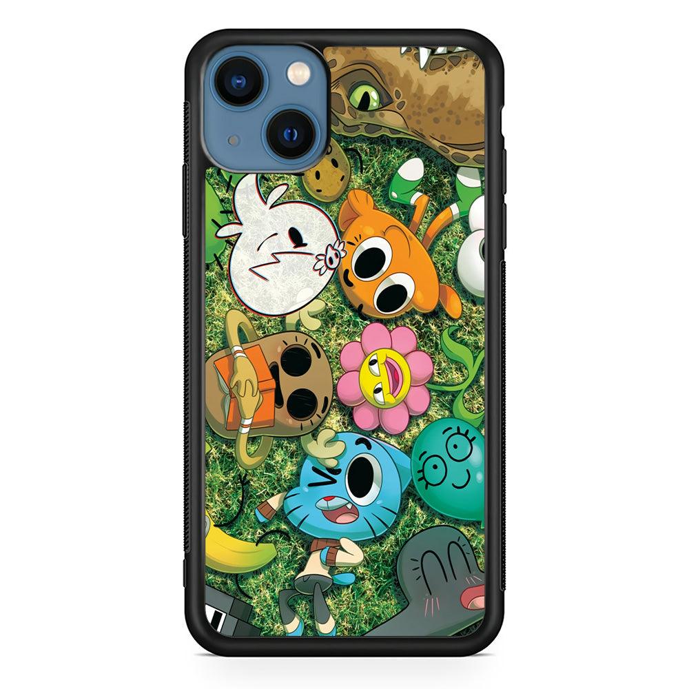 Gumball Take a Rest on Grass iPhone 14 Case-Rubber Black (2D Case)-Oxvistore