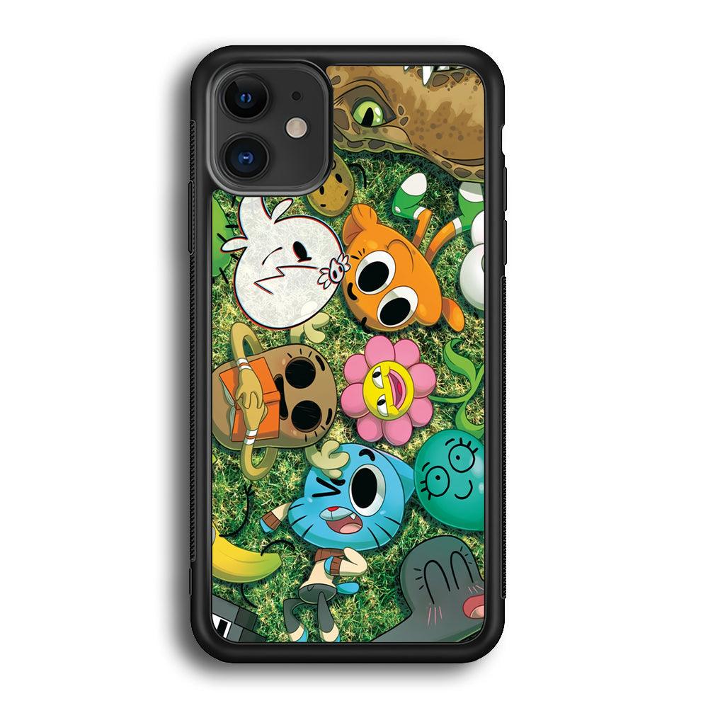 Gumball Take a Rest on Grass iPhone 12 Case-Rubber Black (2D Case)-Oxvistore