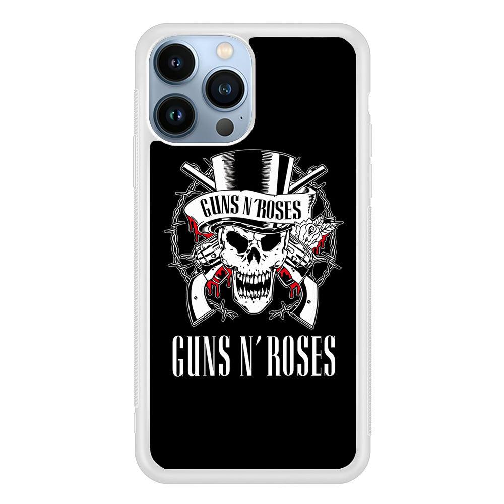 Gun N Roses White Skull iPhone 14 Pro Max Case-Oxvistore