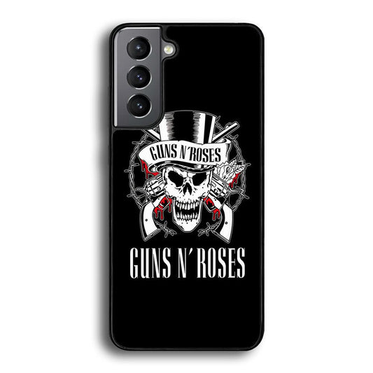 Gun N Roses White Skull Samsung Galaxy S23 Case-Rubber Black (2D Case)-Oxvistore