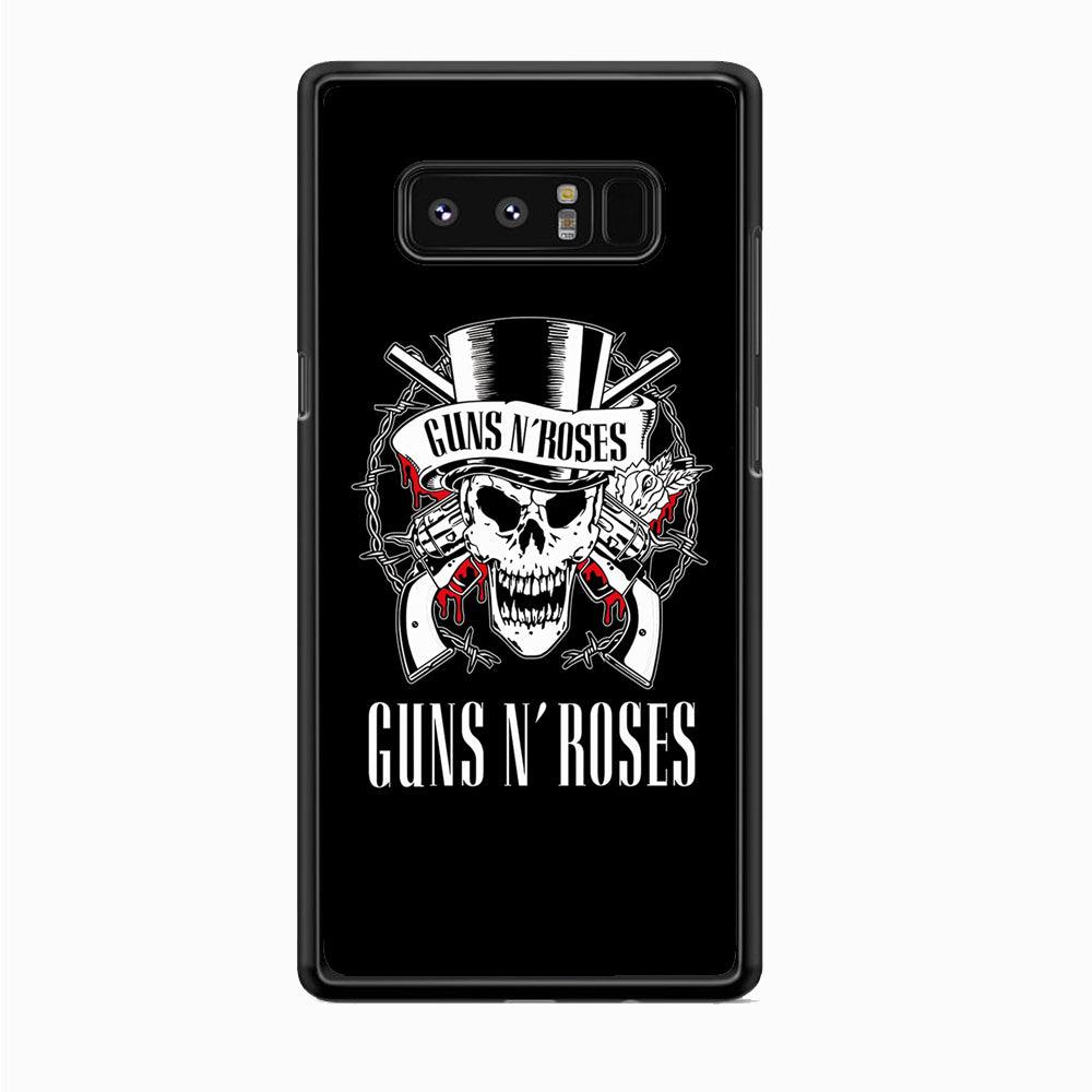 Gun N Roses White Skull Samsung Galaxy Note 8 Case-Rubber Black (2D Case)-Oxvistore