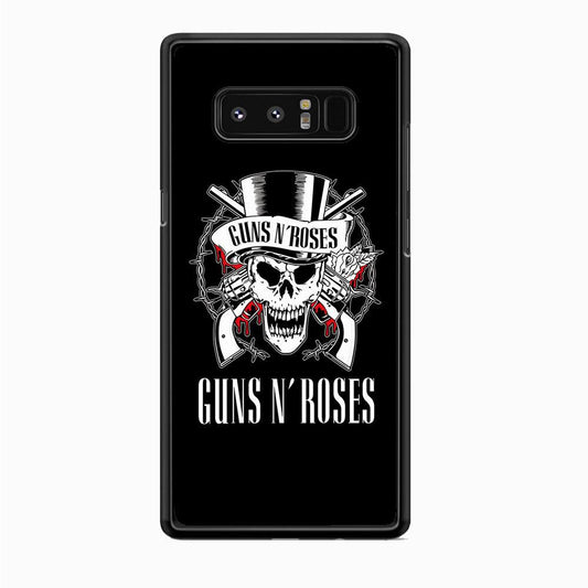 Gun N Roses White Skull Samsung Galaxy Note 8 Case-Rubber Black (2D Case)-Oxvistore