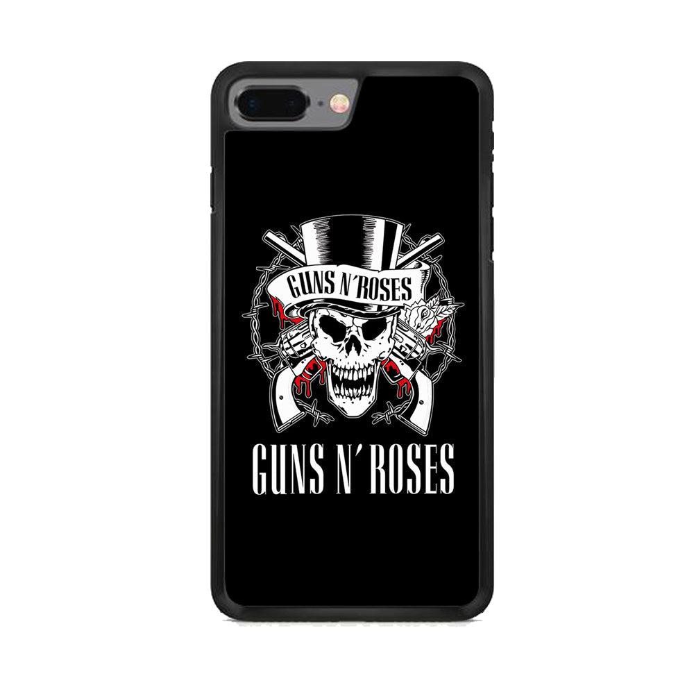 Gun N Roses White Skull iPhone 8 Plus Case-Rubber White (2D Case)-Oxvistore