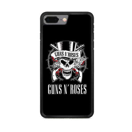Gun N Roses White Skull iPhone 8 Plus Case-Rubber White (2D Case)-Oxvistore