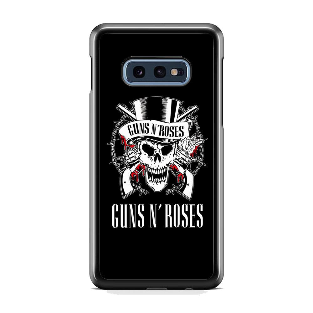 Gun N Roses White Skull Samsung Galaxy S10E Case-Rubber Black (2D Case)-Oxvistore